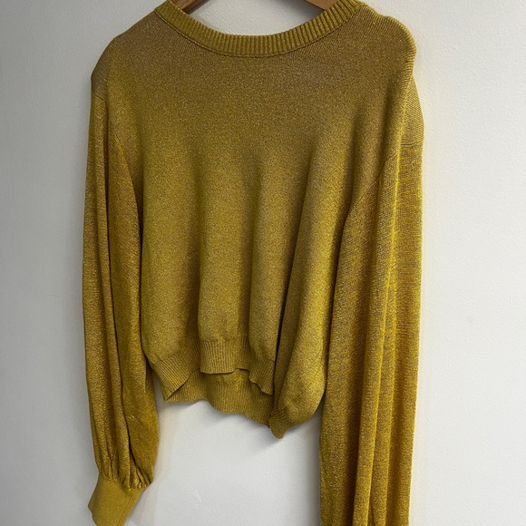 Free people let it shine balloon sleeve sweater yellow size large - Picture 4 of 6